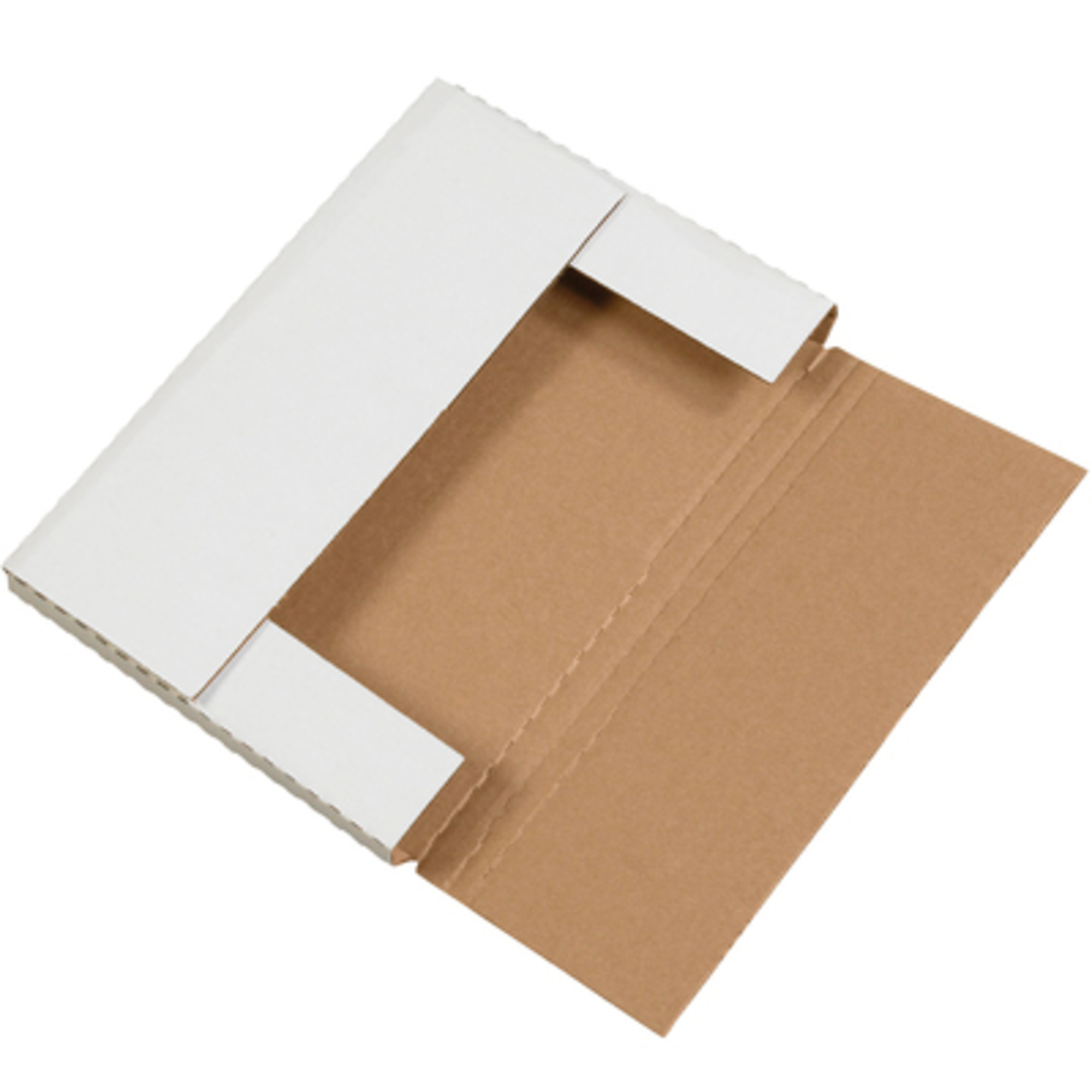 Stock Packaging White Easy-Fold Mailers — 12 1/8in. x 9 1/8in. x 1in., 50 Pcs, Model# M1291
